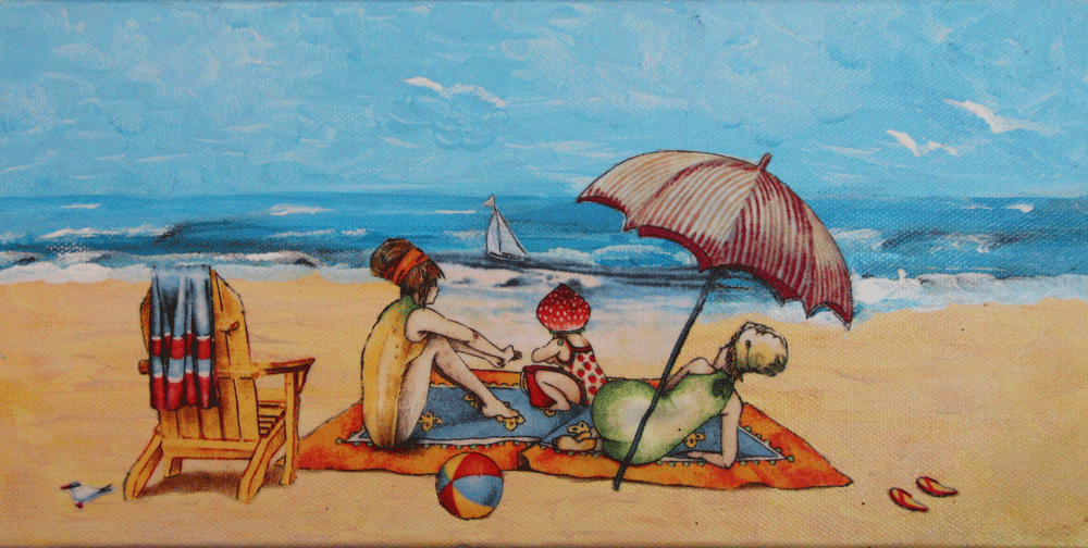 painting of people on the beach