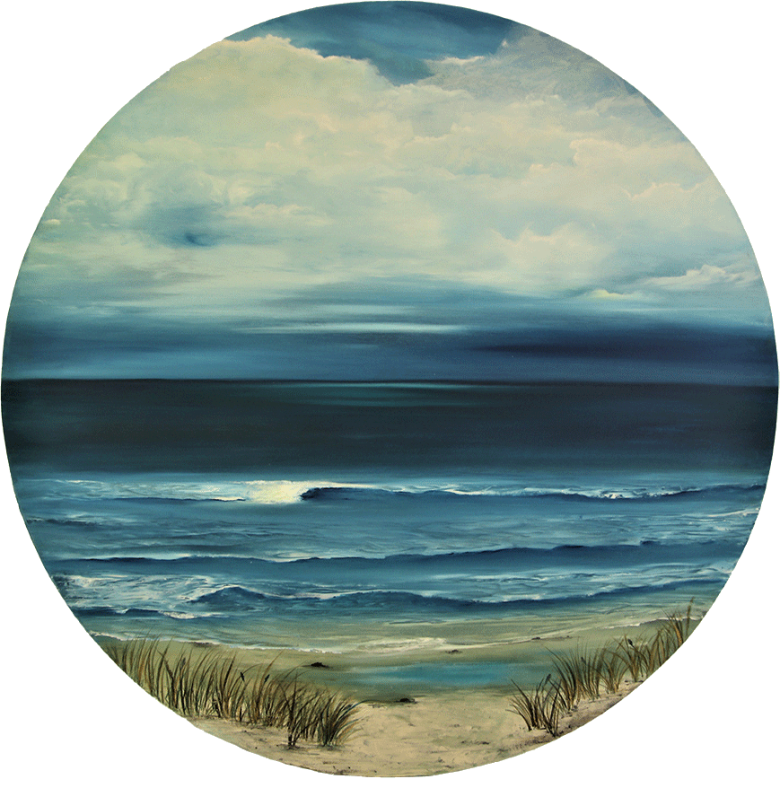 Karren Stoneham Artist - Coastal Beauty - round canvas